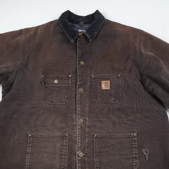 Y2K Carhartt Blanket Lined Cotton Duck Chore Jacket Men's 2XL Canvas CO2 DKB - Picture 7 of 11